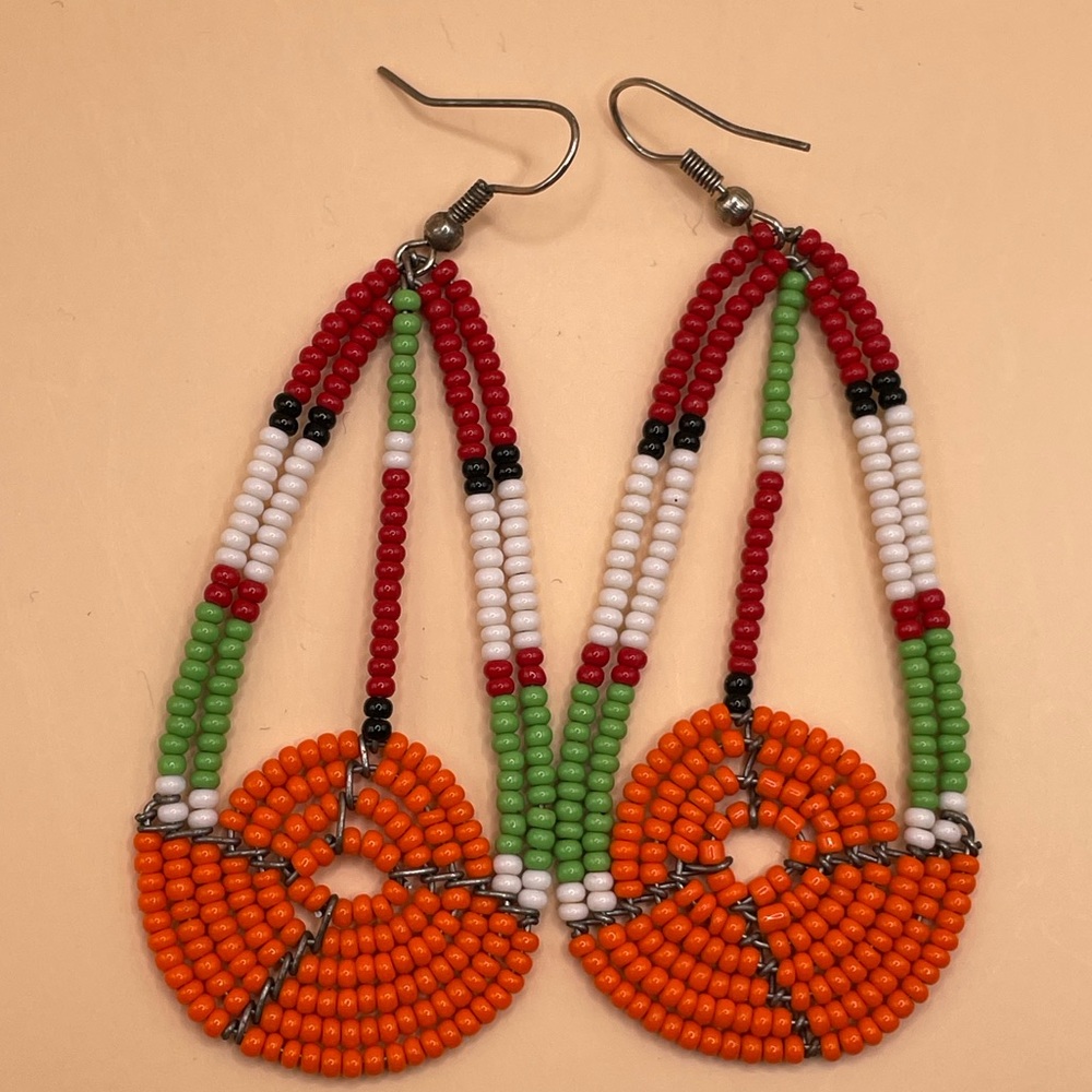 Colorful Handmade Beaded Dangle Earrings from South Africa